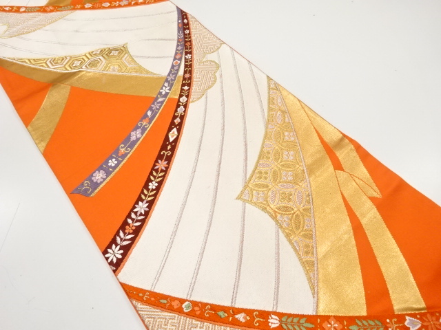 JAPANESE KIMONO / ANTIQUE FUKURO OBI / SILK / WOVEN TRADITIONAL PATTERN